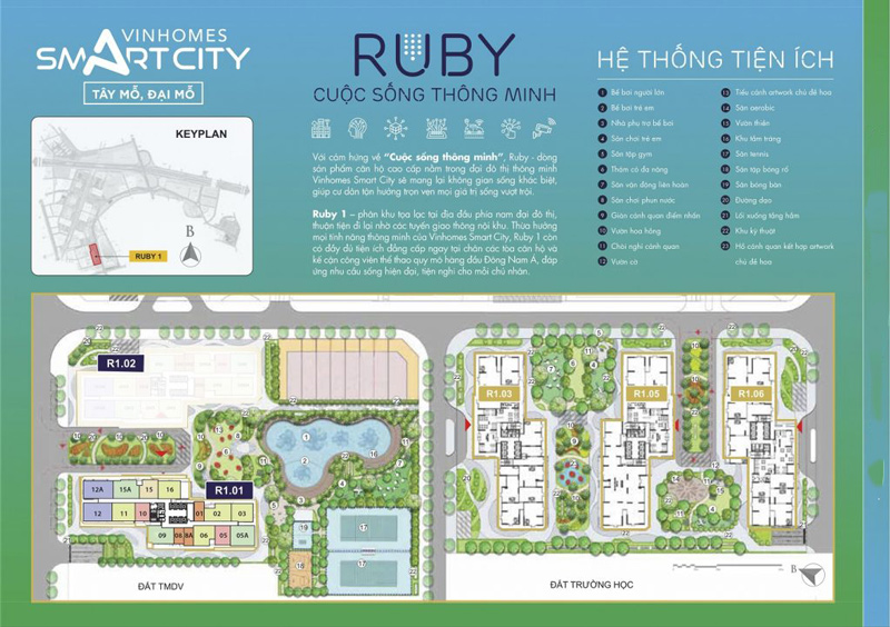 Mặt bằng phân khu Ruby Vinhomes Smart City Mặt bằng phân khu Ruby Vinhomes Smart City