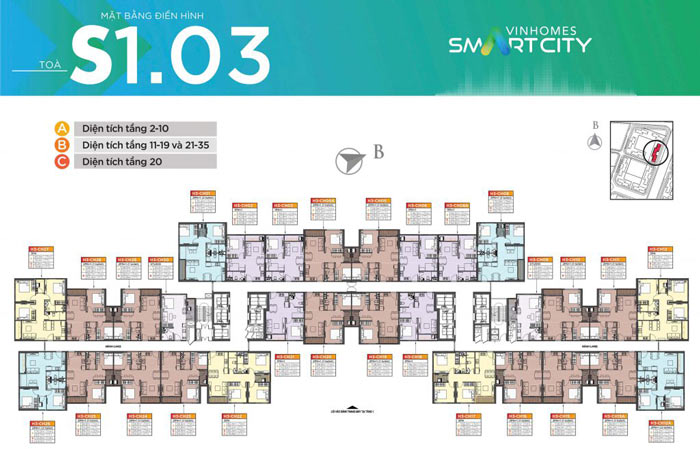 Mặt bằng tầng điển hình tòa S1.03 Mặt bằng tầng điển hình tòa S1.03