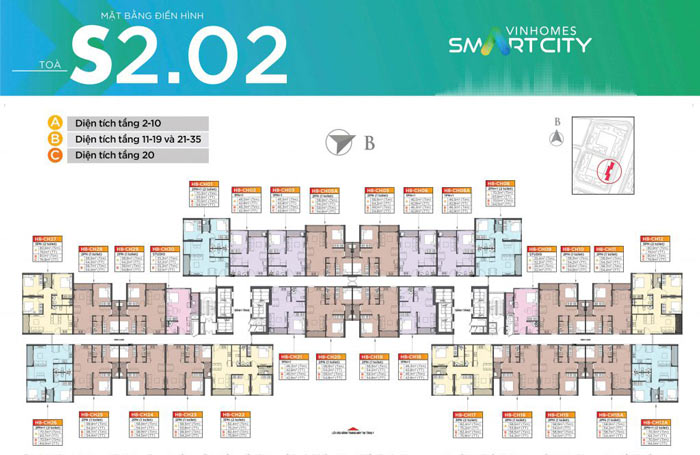 Mặt bằng tầng điển tòa S2.02 Mặt bằng tầng điển tòa S2.02