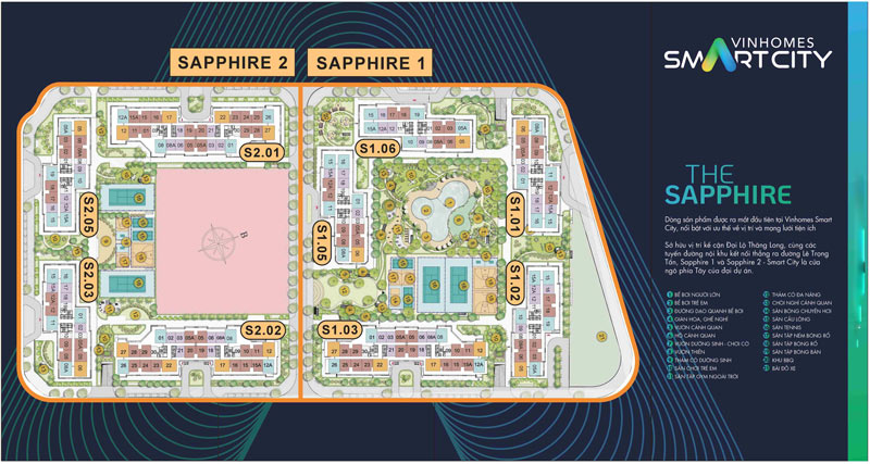 Vị trí tòa S1.01 trong phân khu The Sapphire 1 Vị trí tòa S1.01 trong phân khu The Sapphire 1