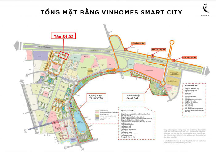 Vị trí tòa S1.02 trên mặt bằng tổng thể đại đô thị Vinhomes Smart City Vị trí tòa S1.02 trên mặt bằng tổng thể đại đô thị Vinhomes Smart City