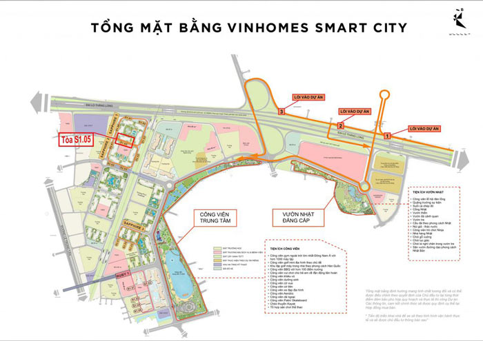 Vị trí tòa S1.05 trên mặt bằng tổng thể đại đô thị Vinhomes Smart City Vị trí tòa S1.05 trên mặt bằng tổng thể đại đô thị Vinhomes Smart City