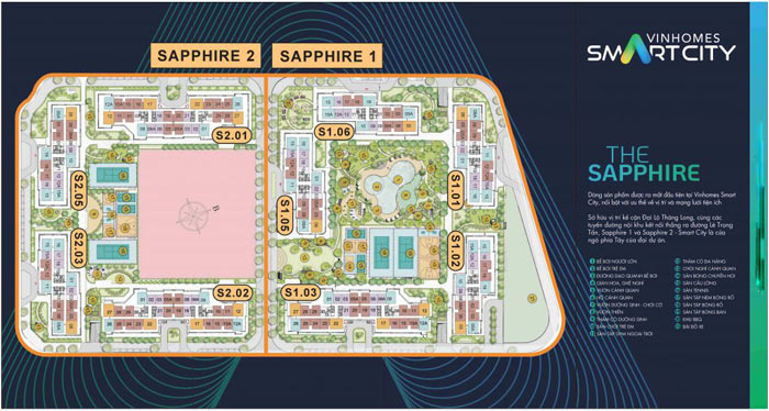 Vị trí tòa S1.06 trong phân khu The Sapphire 1 Vị trí tòa S1.06 trong phân khu The Sapphire 1