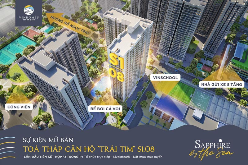 Phối cảnh tòa S1.08 dự án Vinhomes Ocean Park Phối cảnh tòa S1.08 dự án Vinhomes Ocean Park