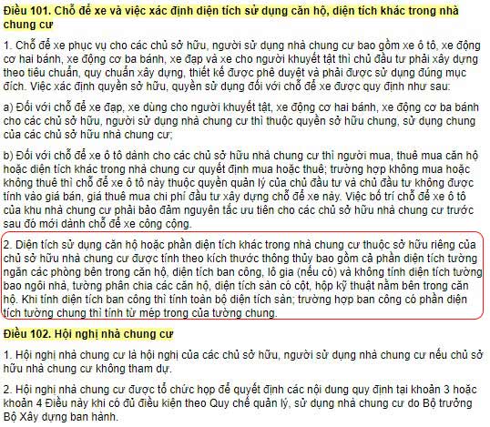 Quy định về tính diện tích trong mua căn hộ