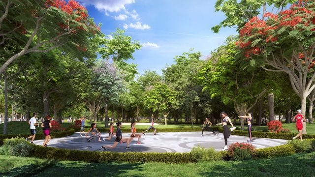 Các hoạt động như gym hay yoga được thực hiện tại khu vực có không gian rộng rãi, không khí trong lành và thoáng đãng