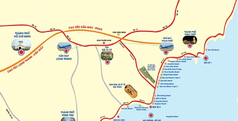 Cao tốc Dầu Giây – Phan Thiết gồm 4 gói thầu, đi qua nhiều địa phương của 2 tỉnh Đồng Nai và Bình Thuận