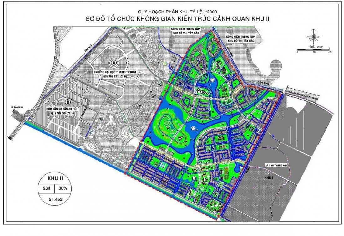 Chi tiết mặt bằng xây dựng phân khu II dự án