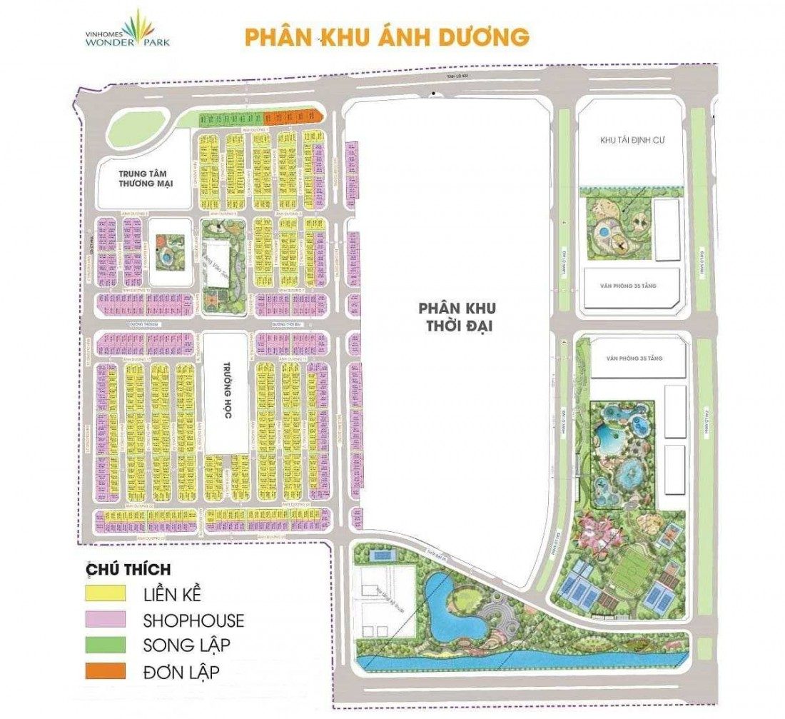 Chi tiết mặt bằng xây dựng phân khu The Light (Ánh Dương)