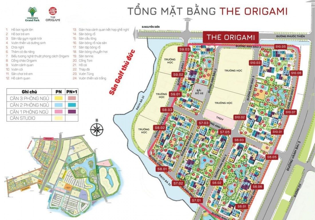 Chi tiết tổng thể mặt bằng  The Origami