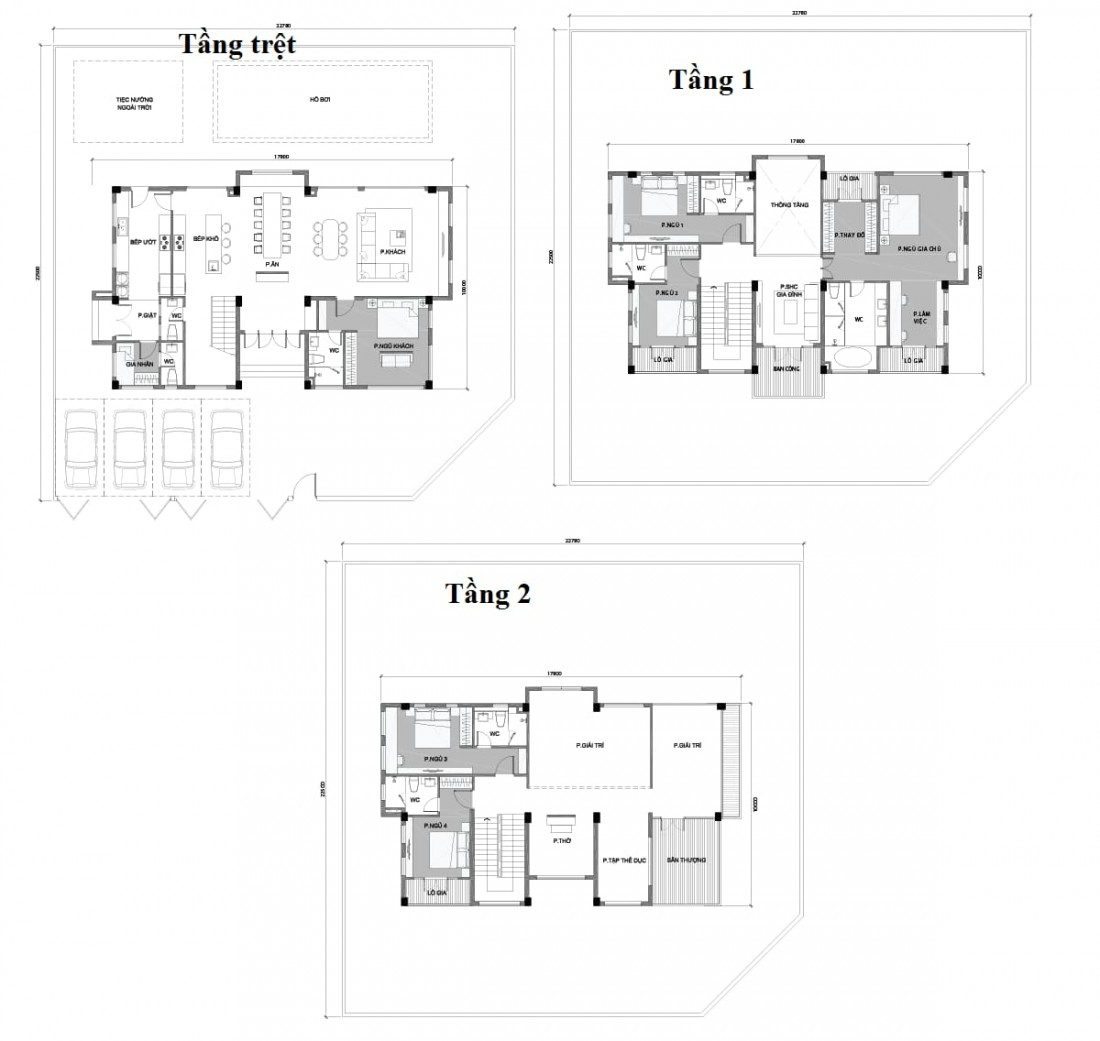 Layout biệt thự đơn lập mẫu 1