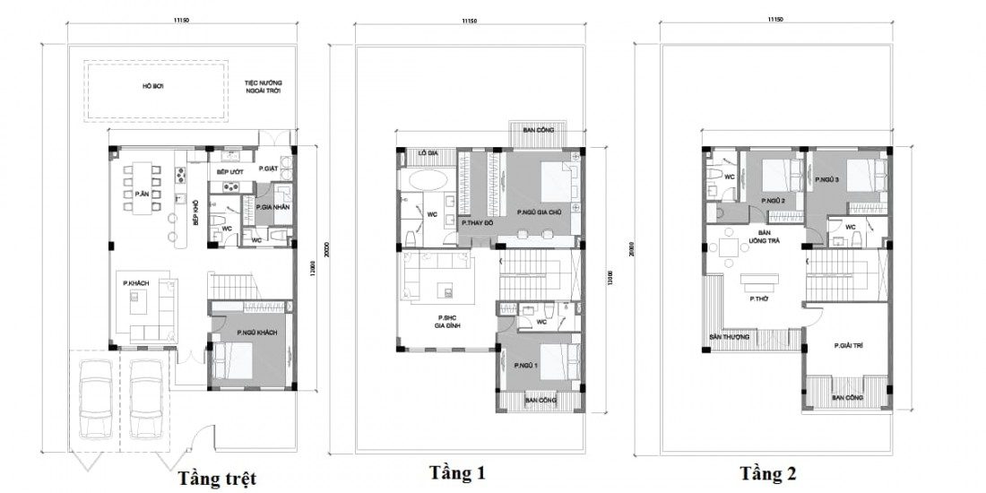 Layout biệt thự song lập mẫu 1