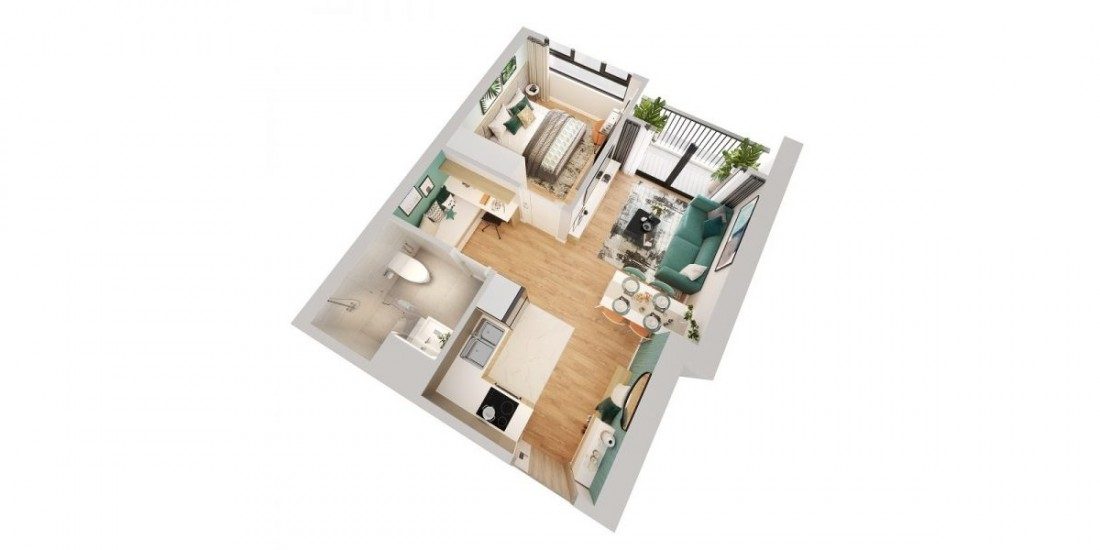 Layout thiết kế mẫu căn 1 phòng ngủ điển hình với phòng công năng cộng đặc biệt Layout thiết kế mẫu căn 1 phòng ngủ điển hình với phòng công năng cộng đặc biệt