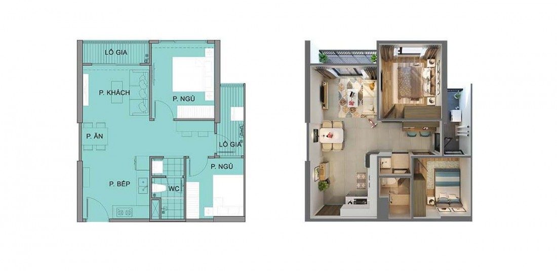 Layout thiết kế mẫu căn 2 phòng ngủ + 1WC trong dự án Layout thiết kế mẫu căn 2 phòng ngủ + 1WC trong dự án