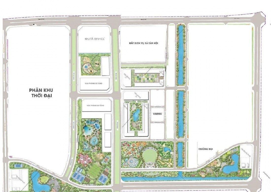 Mặt bằng bố trí các phân khu phát triển của Vinhomes Wonder Park