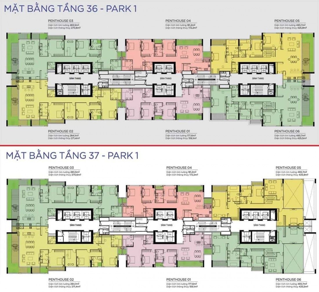 Mặt bằng căn hộ Penthouse tại The Park 1 dành cho giới thượng lưu
