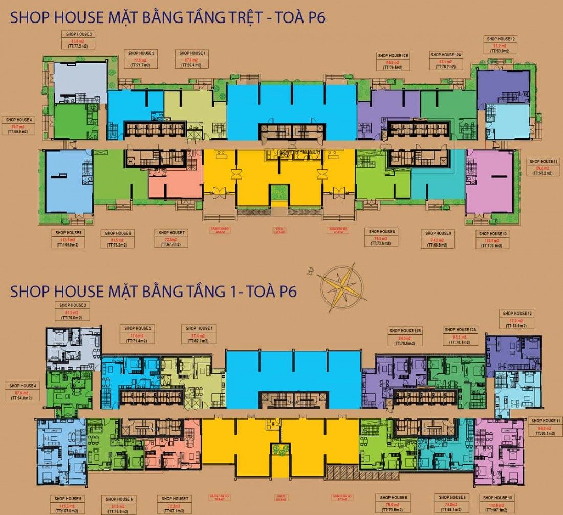 Mặt bằng căn hộ Shophouse tại The Park 6