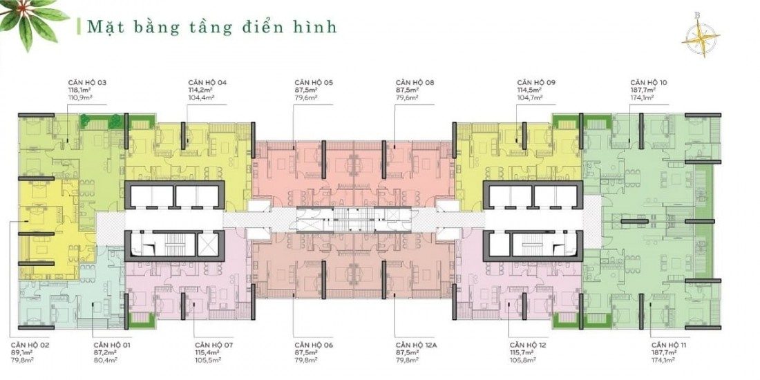 Mặt bằng điển hình The Park 2 với 13 căn/sàn