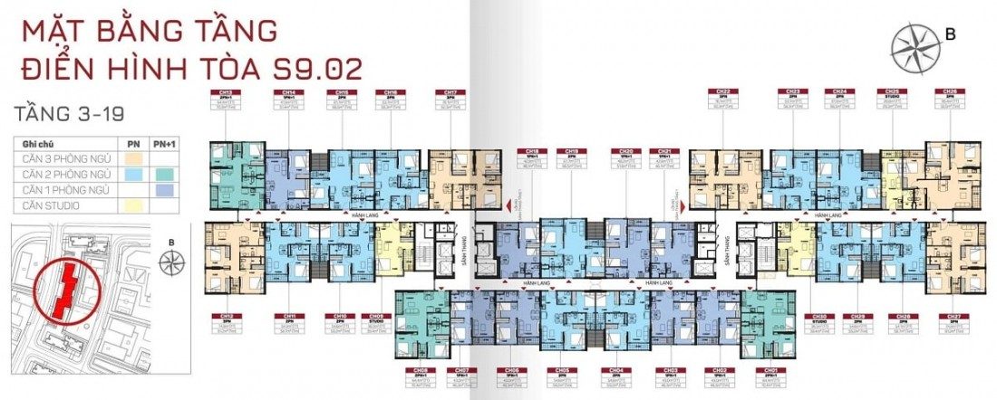Mặt bằng điển hình tòa căn hộ chữ U