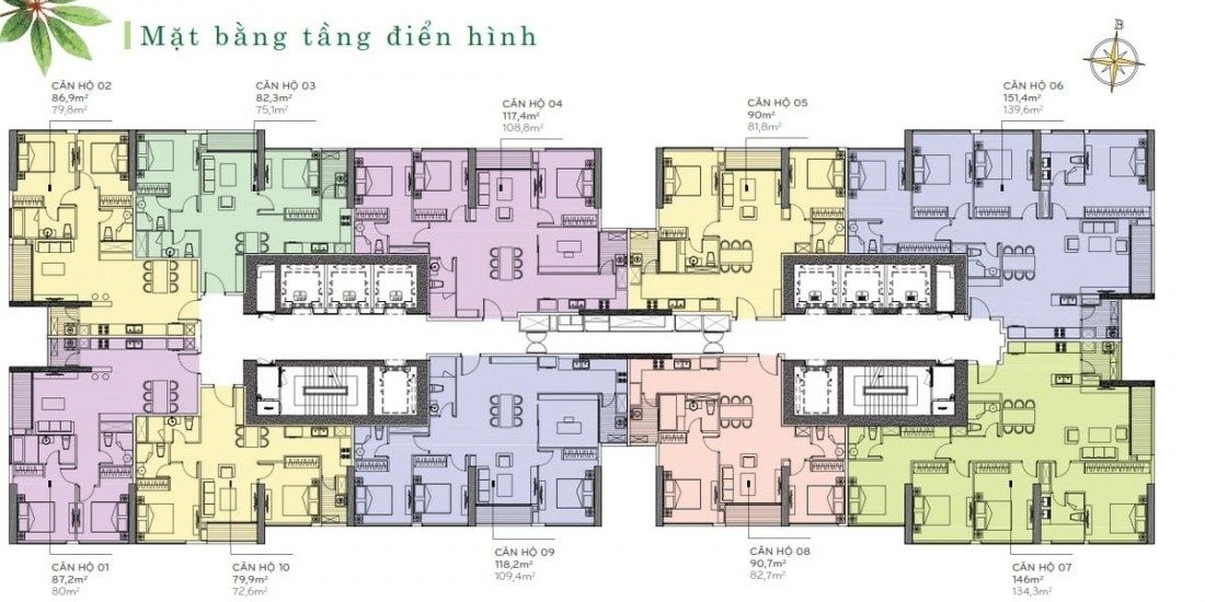 Mặt bằng điển hình tòa tháp căn hộ Paroma Vinhomes Tân Cảng Bình Thạnh