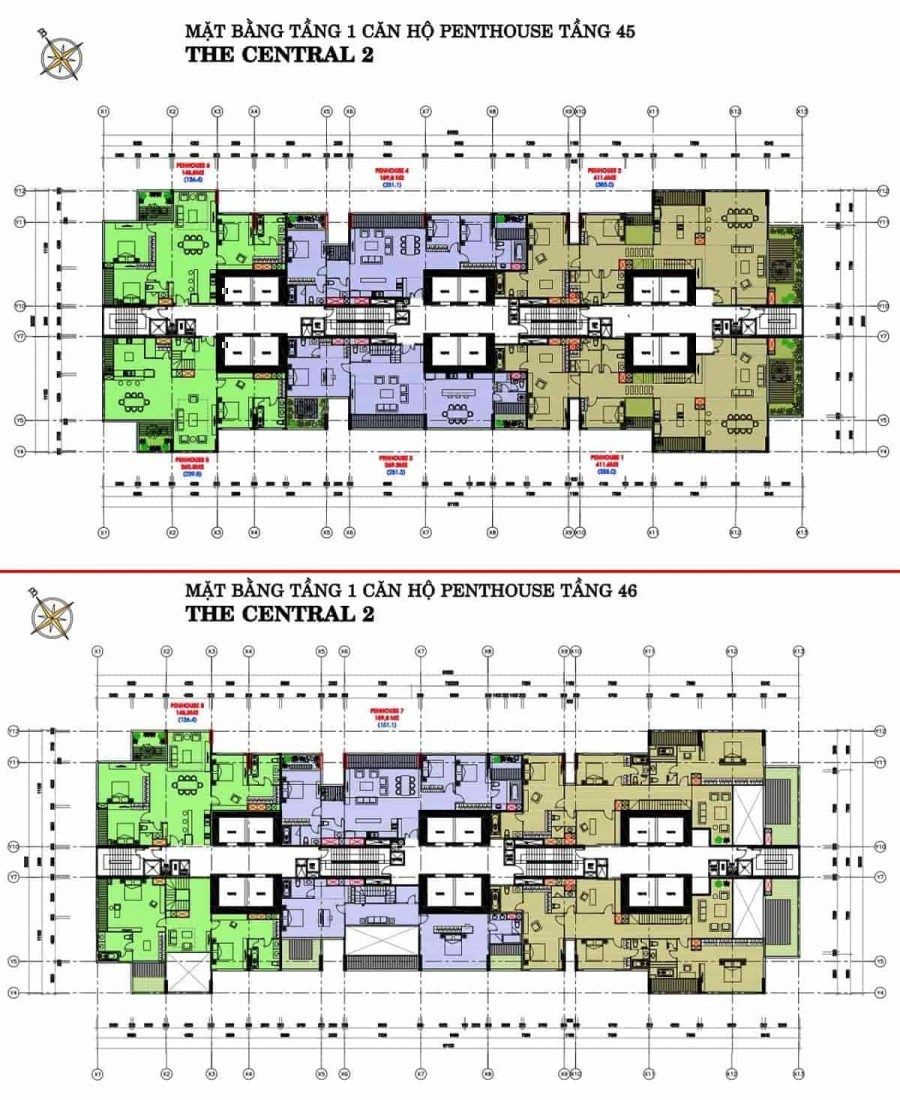 Mặt bằng tầng 45 – 46 Penhouse tại Central 2