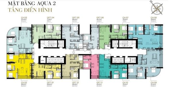 Mặt bằng tầng điển hình tháp The Aqua 2