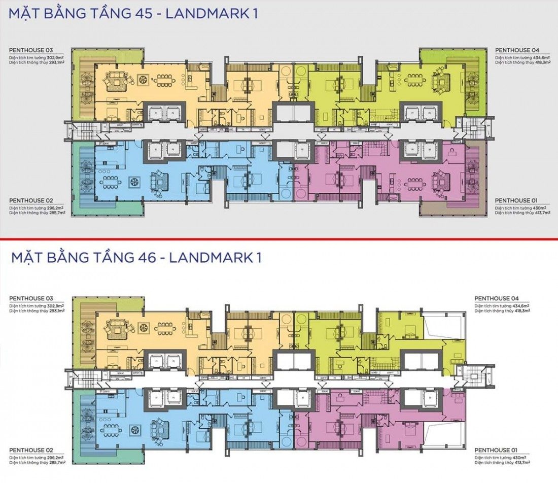 Mặt bằng tầng Penthouse trên tầng cao