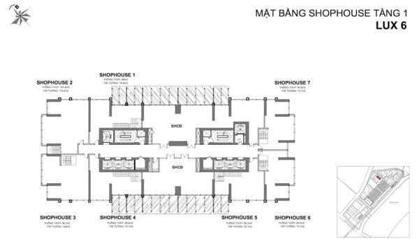 Mặt bằng tầng trệt và tầng 1 điển hình tháp The Luxury
