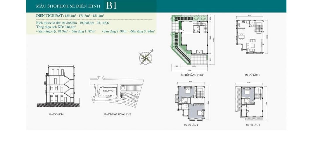  Mặt bằng thiết kế  nhà phố thương mại điển hình dự án mẫu B1
