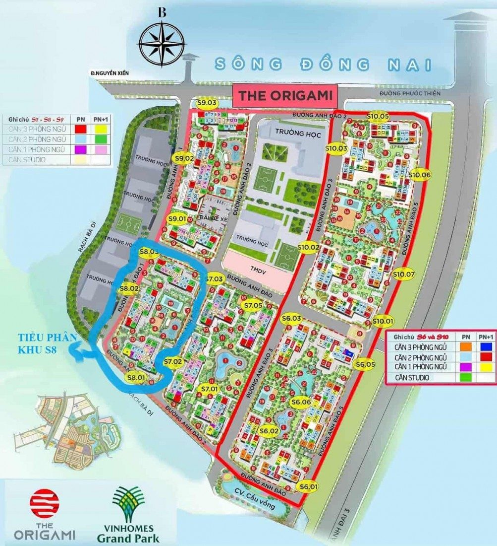 Mặt bằng tiểu phân khu S8 dự án