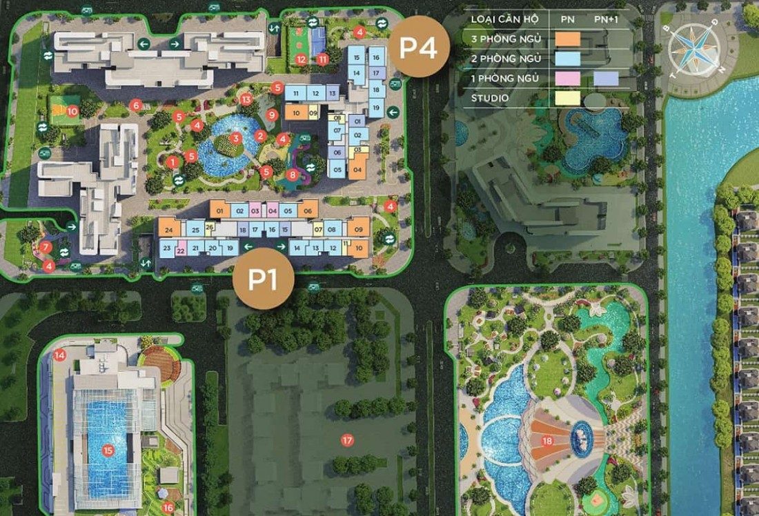 Mặt bằng tòa tháp cao tầng hiện hữu tại phân khu The Pavilion Mặt bằng tòa tháp cao tầng hiện hữu tại phân khu The Pavilion