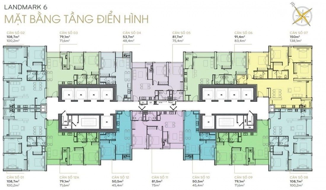 Mặt bằng xây dựng căn hộ điển hình The Landmark 6