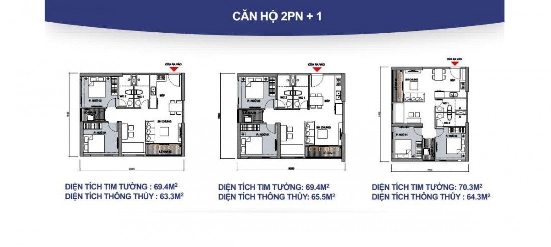 Mặt bằng xây dựng tiêu chuẩn mẫu căn hộ 2 phòng ngủ 2 WC