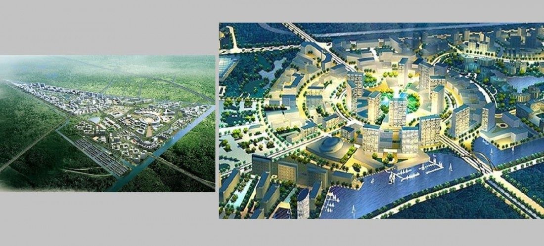 Phối cảnh chi tiết kiểu kết cấu xây dựng hình tròn lan tỏa ở trung tâm tới các hạng mục khác