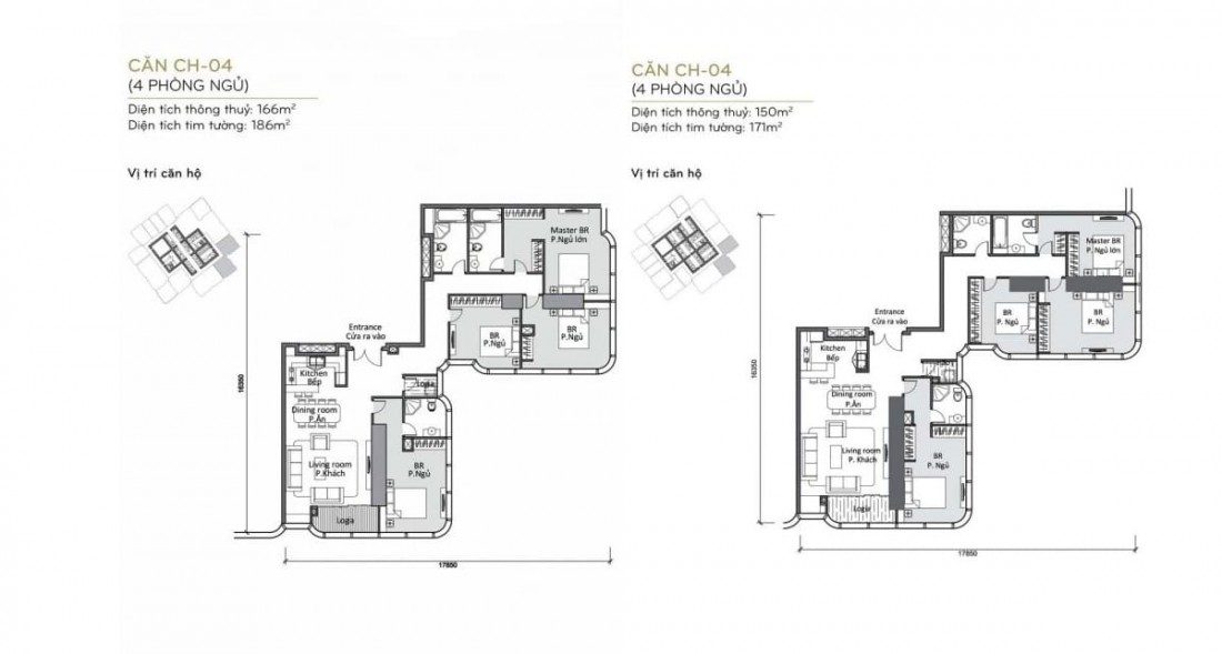 Thiết kế căn 4PN+ 3WC Landmark 81
