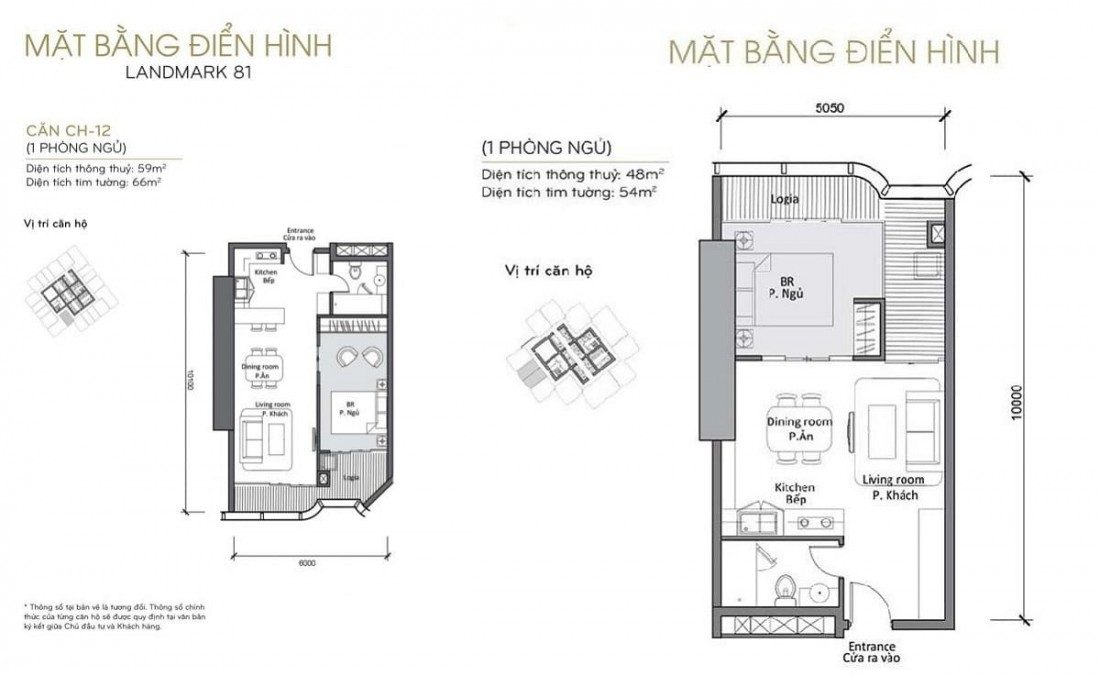 Thiết kế mặt bằng căn hộ 1PN Landmark 81 Bình Thạnh