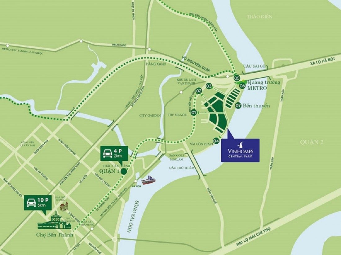 Vị trí “vàng” tòa tháp Landmark 81 tại quận Bình Thạnh
