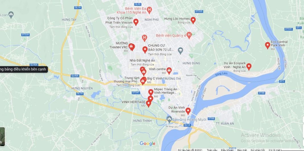 Vincom Shophouse Vinh bao quanh bởi nhiều tiện ích công cộng đắt giá