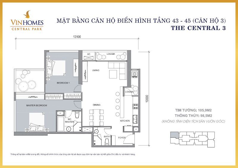 Mặt bằng căn hộ tại The Central 3