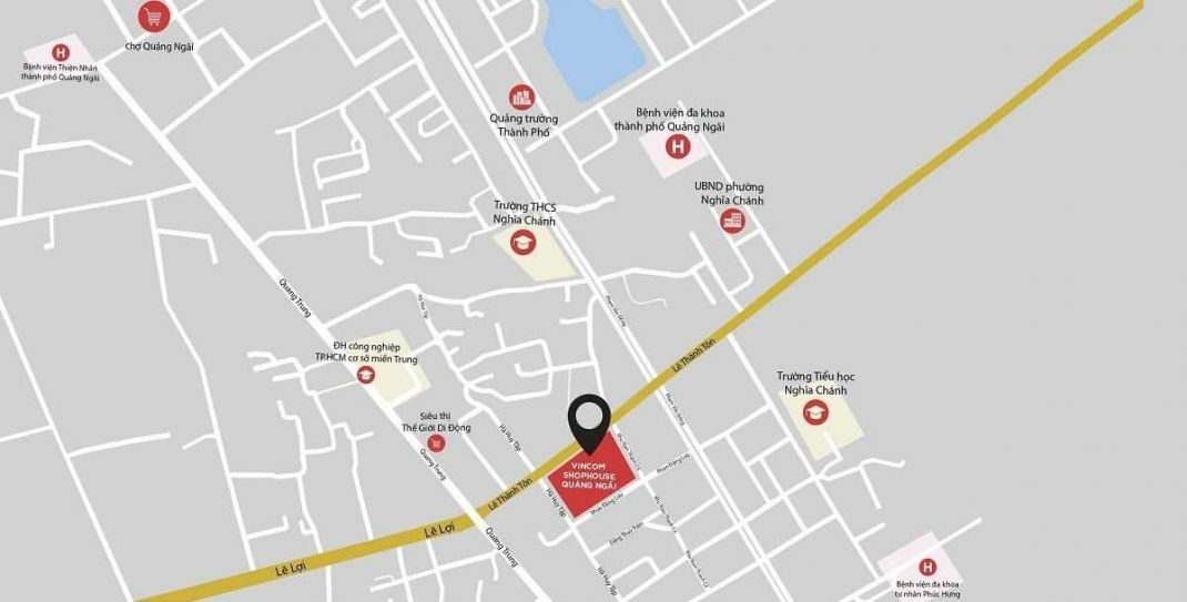 Chi tiết vị trí xây dựng Vincom Shophouse Quảng Ngãi trên bản đồ Chi tiết vị trí xây dựng Vincom Shophouse Quảng Ngãi trên bản đồ