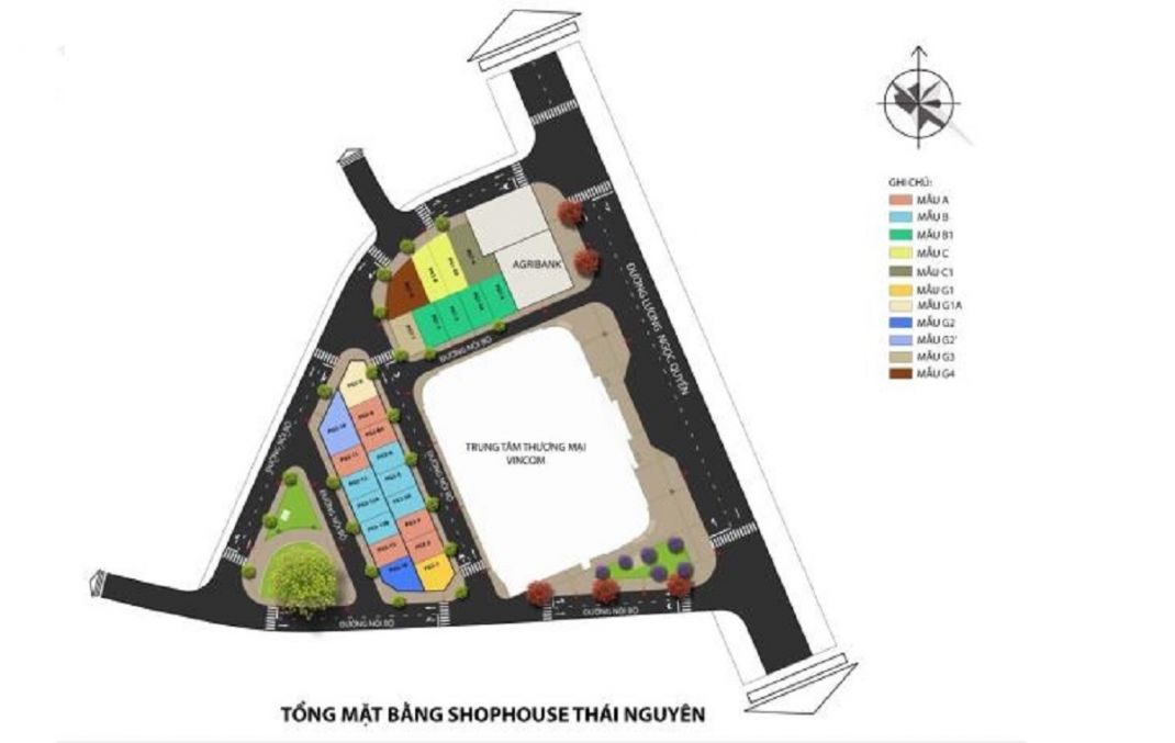 Mặt bằng tổng thể Vincom Shophouse Thái Nguyên Mặt bằng tổng thể Vincom Shophouse Thái Nguyên