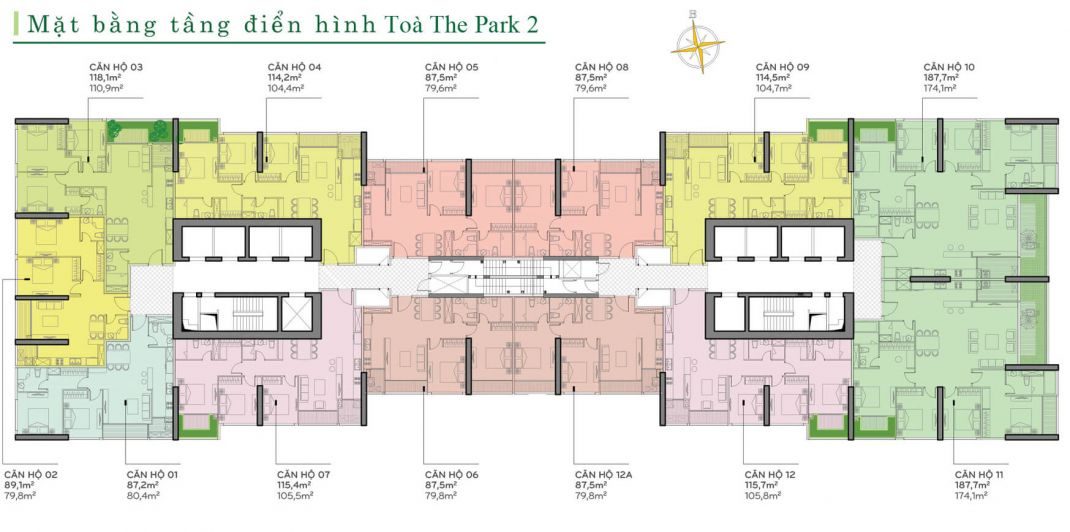 Mặt bằng tầng điển hình tòa Park 2 Vinhomes Central Park