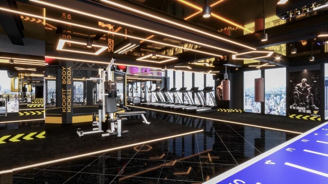 Phòng GYM được thiết kế và trang bị hệ thống trang thiết bị ấn tượng