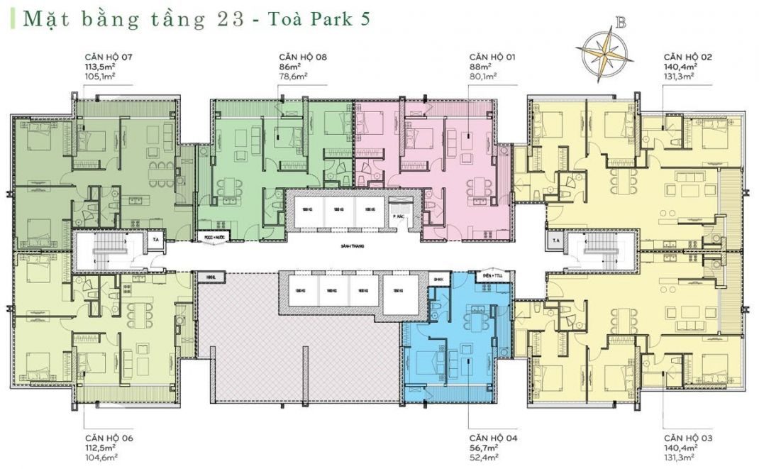 Mặt bằng tầng Park 5 Vinhomes Central Park