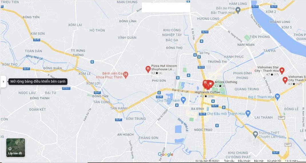 Vị trí xây dựng Vincom Shophouse Thanh Hóa