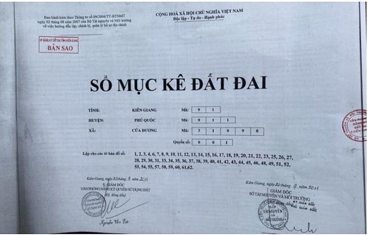 sổ mục kê đất đai