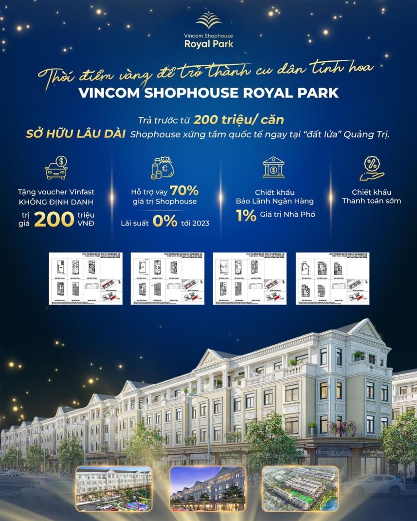 chính sách bán hàng Vincom Shophouse Royal Park Quảng Trị